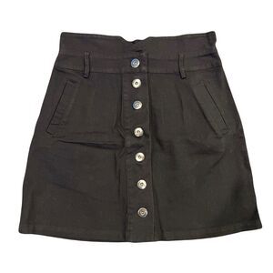 New Mi Ami Black Jean Denim Button Front Mini Skirt Sz M Women’s